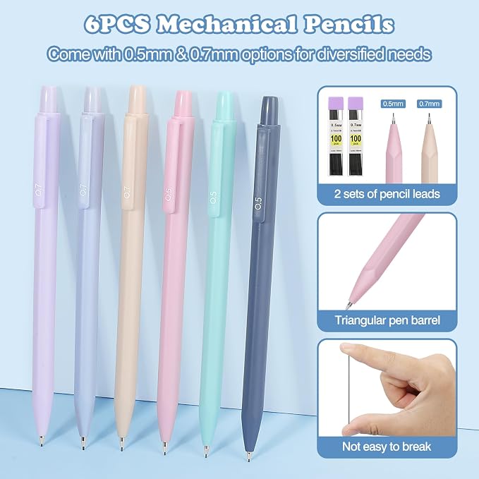 MoKo Pencil Case with Supplies, 56Pcs Aesthetic School Set, Pink | Includes 12 gel pens, 12 highlighters, 6 mechanical pencils, refills, sticky notes, index tabs, rulers and correction tapes.