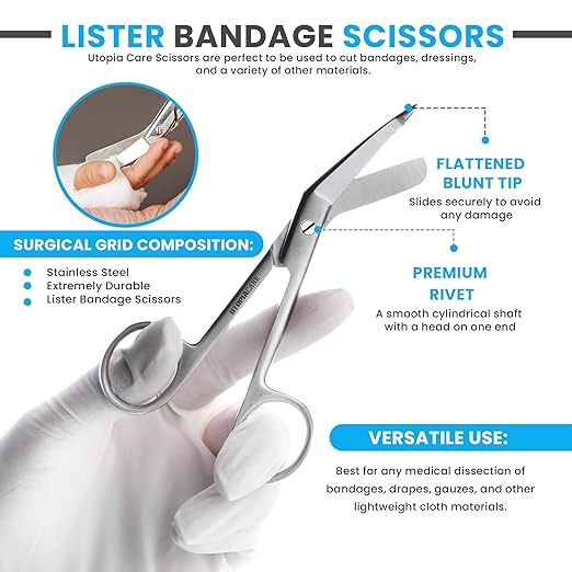 Utopia Care Bandage Scissors, 5.5 Inch Stainless Steel Shears for First Aid and Professional Use – Silver (Pack of 2)