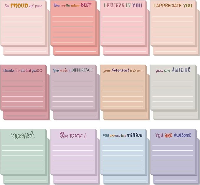Yinder 24 Pcs Sticky Notes Gifts Bulk,Appreciation,Aesthetics