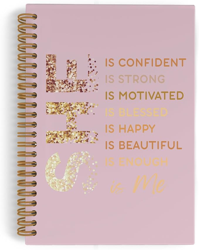 Pink Gold She Is Me Spiral Notebook, Inspirational Self Care Journal Notebook, Self Love Notebooks for School Work, Positive Affirmations Office Supplies Gifts for Women Girls, 5.5x8.3 Inch