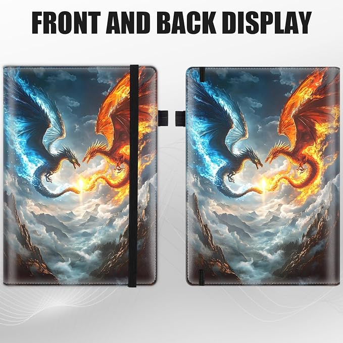 Hardcover Executive Notebooks, A5 PU Leather Lined Journal Notebook, 200 Pages Thick Paper Subject Notebooks for School,Work,Home Writing Business Notebook, Diary Book, Dragon Fighting