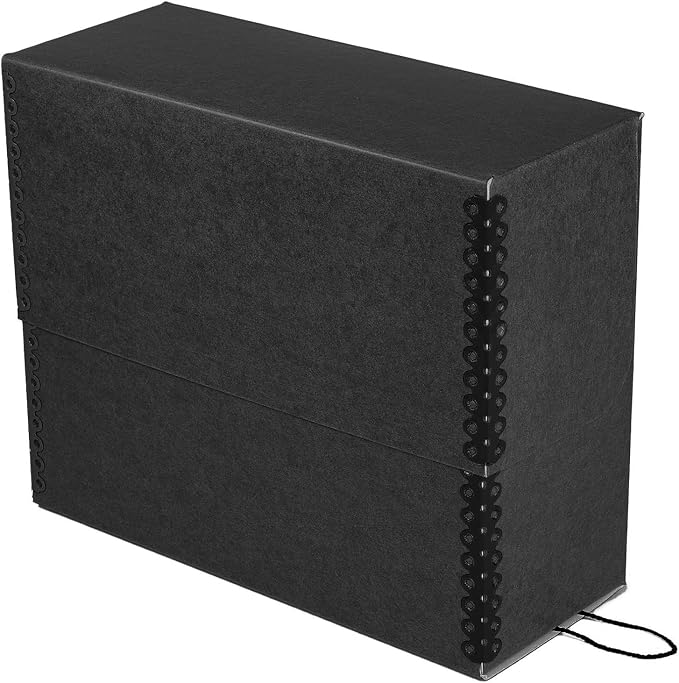 Lineco Archival Document Storage Box, Black, 15.5" x 12.5" x 5 | Jumbo-Sized, Metal Edge, Acid-Free Boxboard Case, Organize Files, Prints, Photos