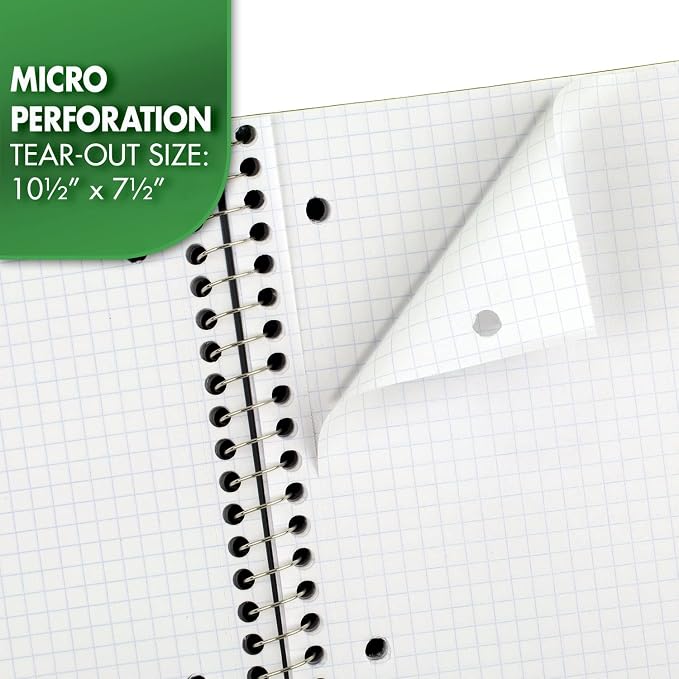 Mead Spiral Notebook, 1 Subject, Graph Ruled Paper, 7-1/2" x 10-1/2", 100 Sheets, Black (05676AA5)