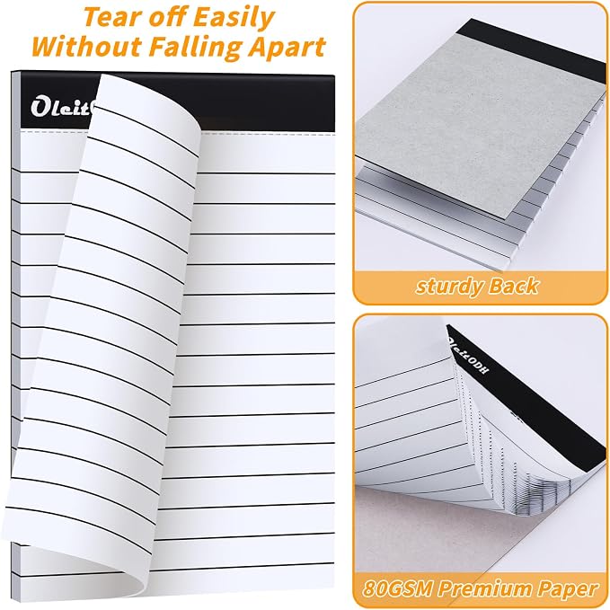 Oleitodh 48 Pack 4 x 6 Inch Notepads White Memo Pads Writing Pads | Perforated Lined Pages with 30 Sheets Each, Small Note Pads for Office, School and Home; Pocket Memo Pads for Daily Lists