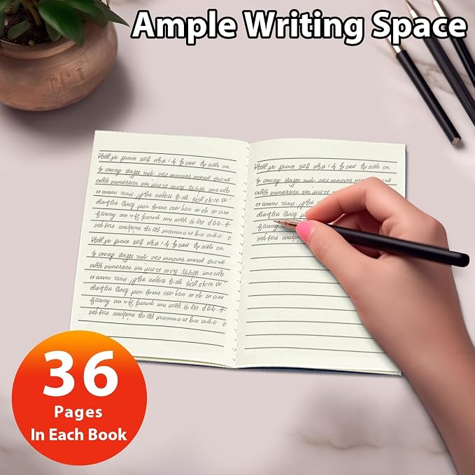 24 Pack Small Notebook, 3.5x5" 36 Lined Page Pocket Notebook Journals Bulk | Black & Brown Mini Notebook Soft Cover Kraft Note Pads Small Journal for Kids for Party Favors Church Gifts Writing Drawing