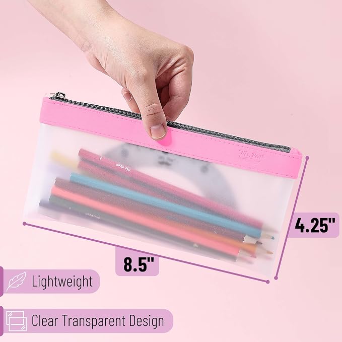 Mr. Pen- Clear Pencil Pouch, 8.50"x4.25", 3 Pack, Durable TPU Material | Medium Water-Resistant Pencil Bags with Smooth Zipper, Multipurpose Clear Pouch for Stationery, School, Office