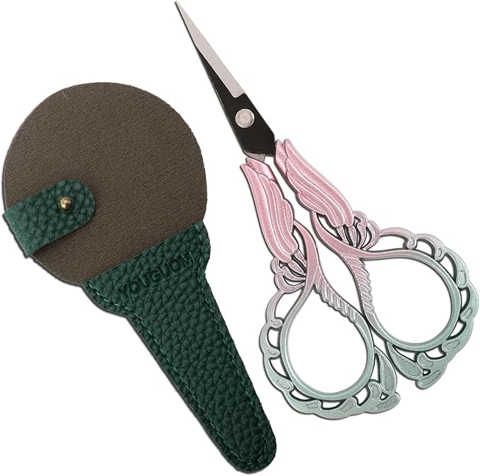 YOUGUOM Detail Scissors with Cover, Small Craft Shears | Sharp, All Purpose, for Embroidery, Sewing, Needlework, Cross Stitch, Crochet, Paper Cuts, Thread Snips, DIY Tools, Pink