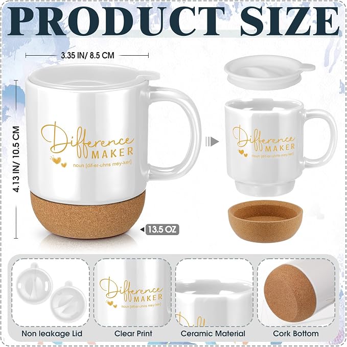 Vesici 4 Pcs Difference Maker Gift Set Mug Notebook Candle Pen,White,Word