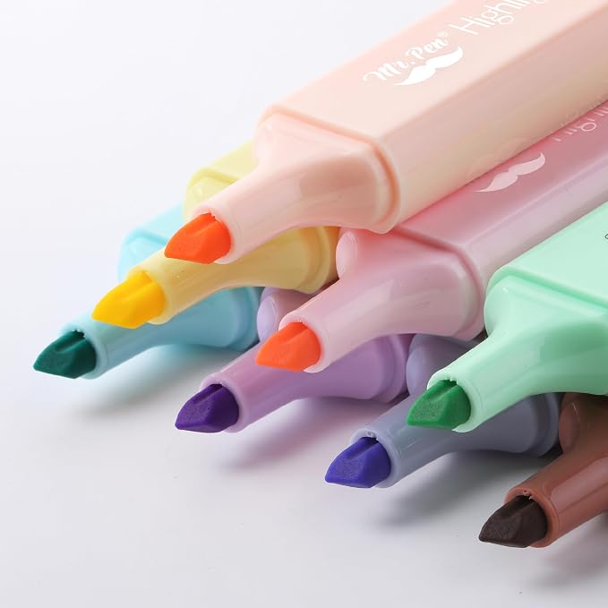 Mr. Pen- Pastel Highlighters, 8 Pack, Highlighters with Firm Chisel Tip | Quick Dry & Non-Toxic, No Bleed on Standard Paper, Ideal for Highlighting, Underlining, Journaling & Coloring