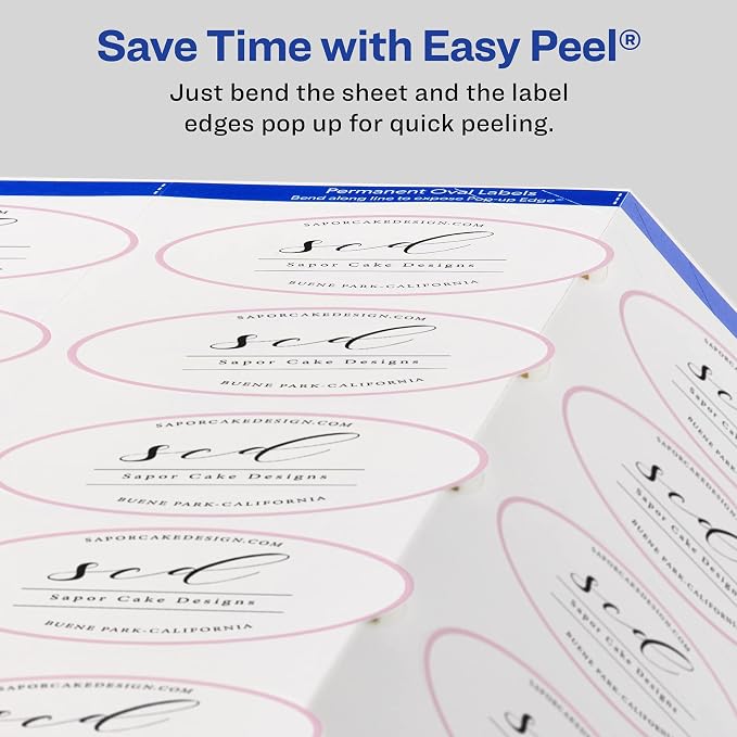 Avery Printable Oval Labels, 2" x 3-1/3", Glossy White, Laser & Inkjet Compatible, 80 Blank Labels Total, Great for Mailing, Branding, Packaging, and More (22820)