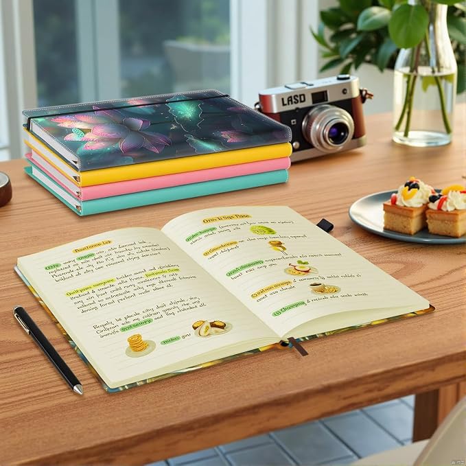 Hardcover Executive Notebooks, A5 PU Leather Lined Journal Notebook, 200 Pages Thick Paper Subject Notebooks for School,Work,Home Writing Business Notebook, Diary Book, Tranquil Lotus Pond