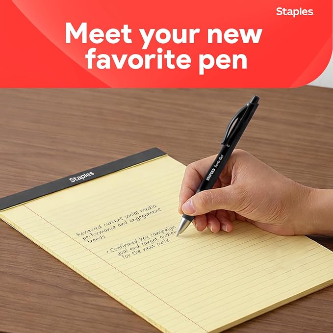 STAPLES Retractable Gel Pens, Medium Point 0.7mm, Black Ink, 12 Pack – Sonix Crisp‑Line Gel Pens with Pocket Clip
