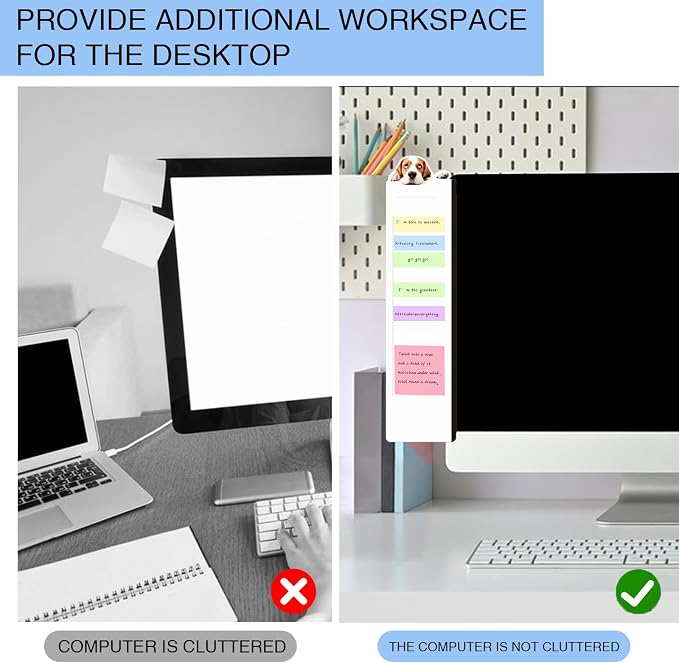 Office Desk Accessories 2pcs Multifunction Computer Monitor Memo Board - Transparent Computer Side Panel Memo Creative Monitor Side Panel Suitable for Office Home Desktop (Monitor Memo Board 14)