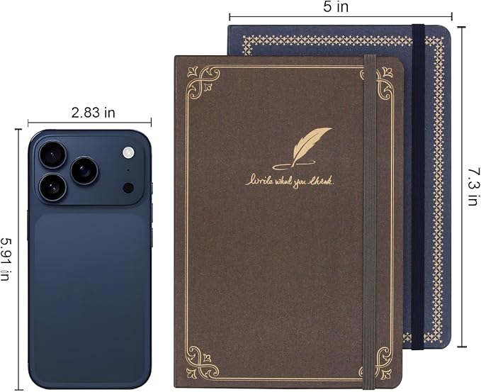 WETLOTE European Vintage Pattern Notebook - Made of sustainable and excellent quality paper,gold fabric and simple patterns, suitable for office, school and many other occasions(Brown+Blue/B6)
