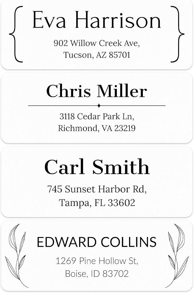 Personalized Return Address Labels, Custom Address and Name Mailing Labels for Envelopes & Branding- Basic Hooks 1x2.6 Inches Flat Sheet of 60-1200 Made in USA by My Sign Center