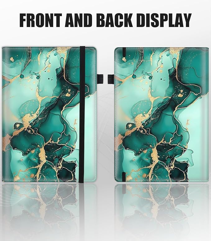 Hardcover Executive Notebooks, A5 PU Leather Lined Journal Notebook, 200 Pages Thick Paper Subject Notebooks for School,Work,Home Writing Business Notebook, Diary Book ，Cyan Marble