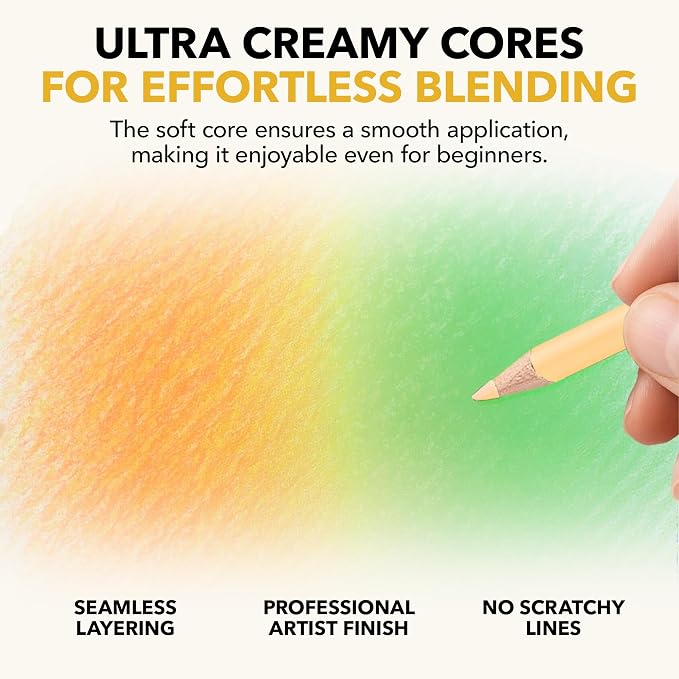 Castle Art Supplies 72 Summer Colored Pencils Set | Wax-Based Pencils with Soft, Smooth Cores | Summer-Inspired Palette for Adult Artists | Organized in Display Tin | Seasons Collection