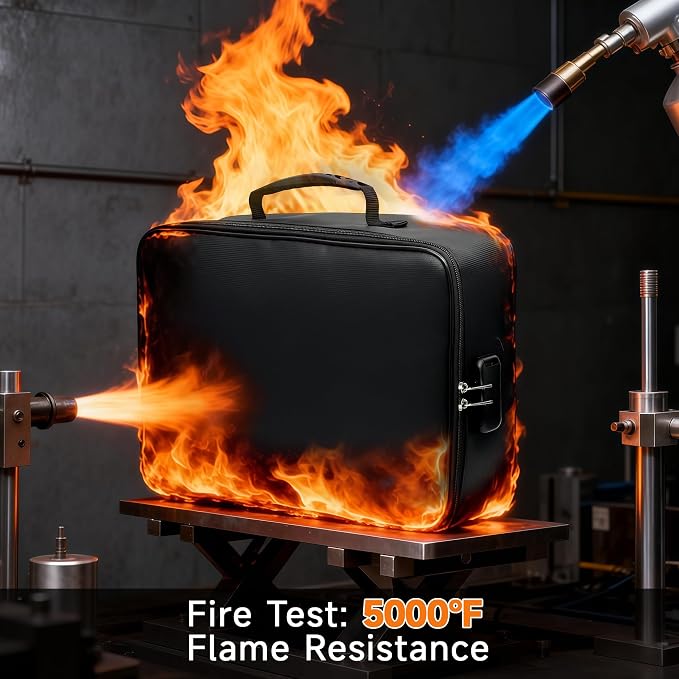Fireproof Document Box, 5200°F Fire Safe Document Organizer with Lock, Portable Waterproof File Box for Home Travel, Safe Storage Boxes for Important Documents