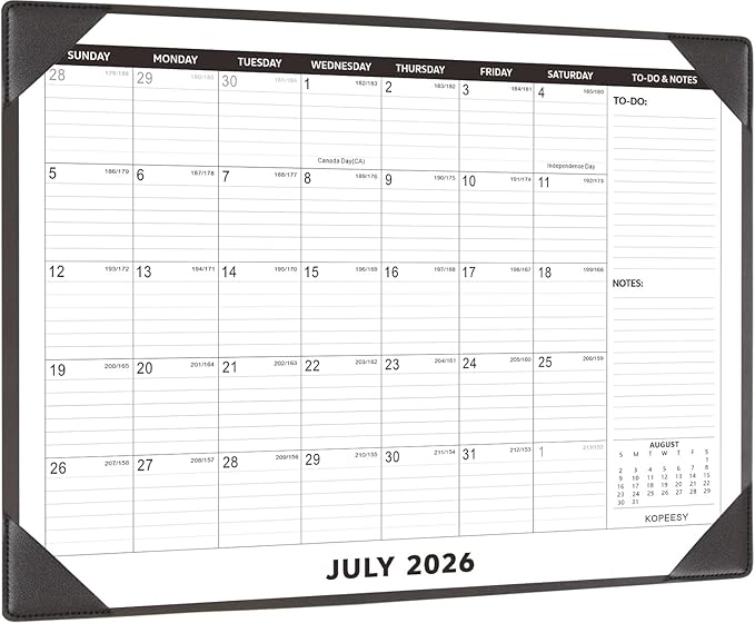 Large Desk Calendar 2026-2027 with Desktop Mat, KOPEESY 22" x 17" Desktop Calendar, 18 Mouths From March 2026 to August 2027, Office Supplies Desk Blotter Calendar for Home School and Office