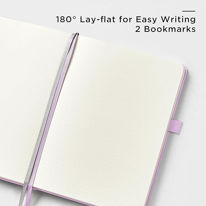 &And Per Se Dotted Journal and Pen Set, A5 Leather Hardcover Dotted Notebook, 160 Pages 100GSM Thick Paper Dot Grid Journal with Fineliner Pen (Purple)