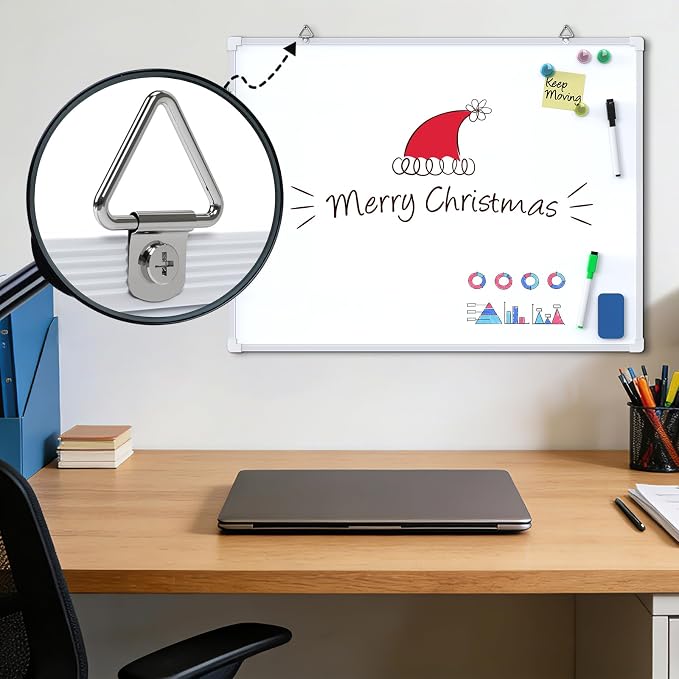MaxGear Monthly Calendar Dry Erase Board for Wall, 24"x18", Aluminum Frame | Double-sided, magnetic surface, Includes 6 Markers & 6 Magnets, portable for Planning, Memo, to Do List, Home Office Kitchen