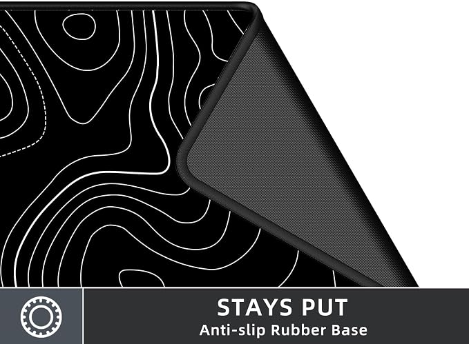 Rinaze Extra Large Gaming Mouse Pad with Black Topographic, XXL Mousepad, Big Mouse Mat Desk Pad, Non Slip Keyboard Pad for Gaming Computer Laptop PC Office Desk Accessories