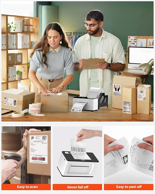 MUNBYN Thermal Shipping Labels, 4x6 Labels for Printer, 500 Sheets/1 Roll | Commercial Grade, No BPA and BPS, Print Clear and Sharp, Strong Adhesive, Compatible with Most Thermal Printers