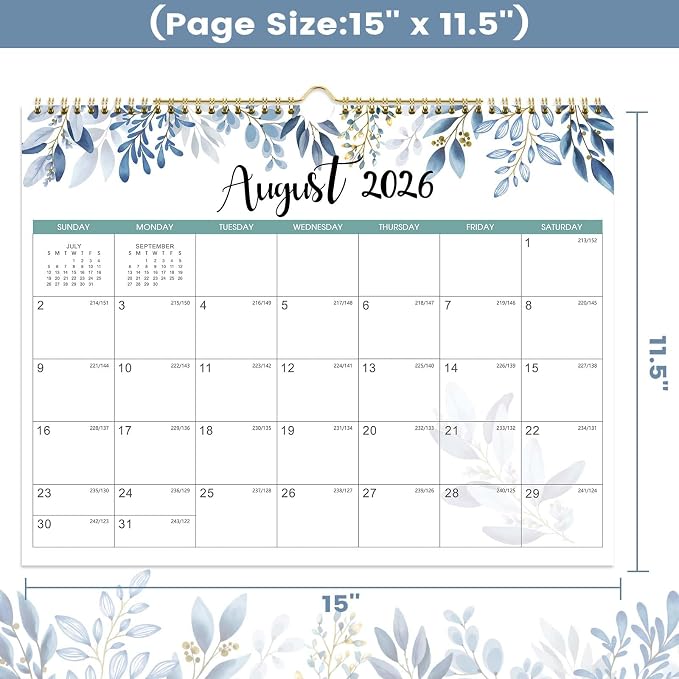 Calendar 2026-2027 - Wall Calendar 2026-2027, 18 Month from Jul. 2026 to Dec. 2027, 14.8'' x 11.5'', 2026 Monthly Planner with Ample Blocks for Writing