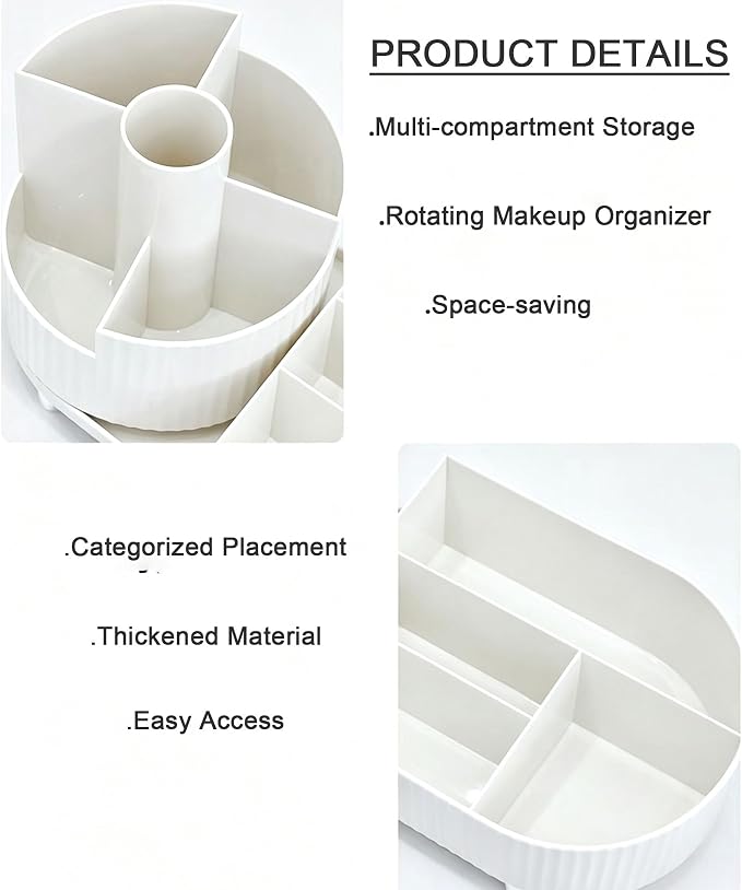 360 Rotating Makeup Organizer for Vanity Large Capacity Cosmetic Organizers with Makeup Brush Holder,Bathroom Counter Organizer and Vanity Organizer,Includes Collapsible Makeup Brush Cleaning Bowl