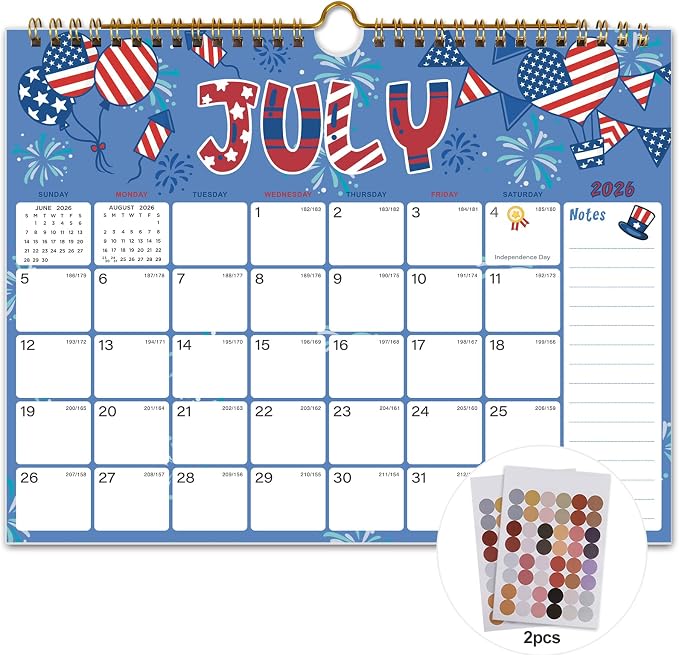 2027 Calendar - 18 Monthly Wall Calendar, July 2026 - December 2027, 8.5" x 11", Calendar 2027 with Twin-Wire Binding, Hanging Hook, Blocks and Julian Dates (Wall Calendar Festivals)