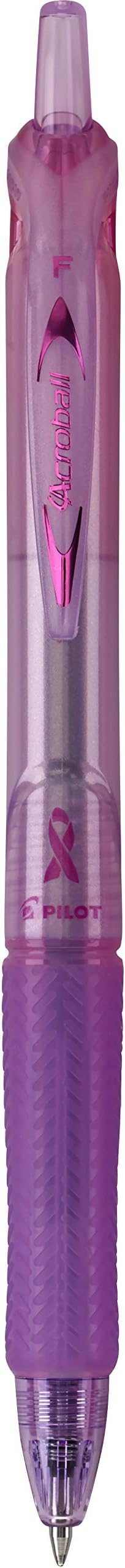 Pilot Acroball Breast Cancer Awareness Collection Colors Advanced Ink Refillable & Retractable Pens, Ball Point Pens, Assorted Point, Black/Pink Ink, 0.7mm, 14-Count
