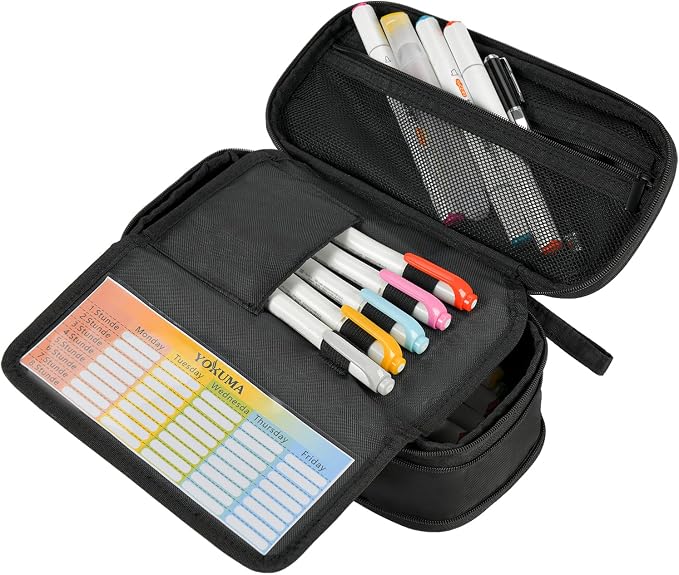 YOKUMA Pencil Case Pencil Pouch for Boys Big Capacity Pen Bag Box, Aesthetic College School Supplies for Student Teen Adults Preppy,Black