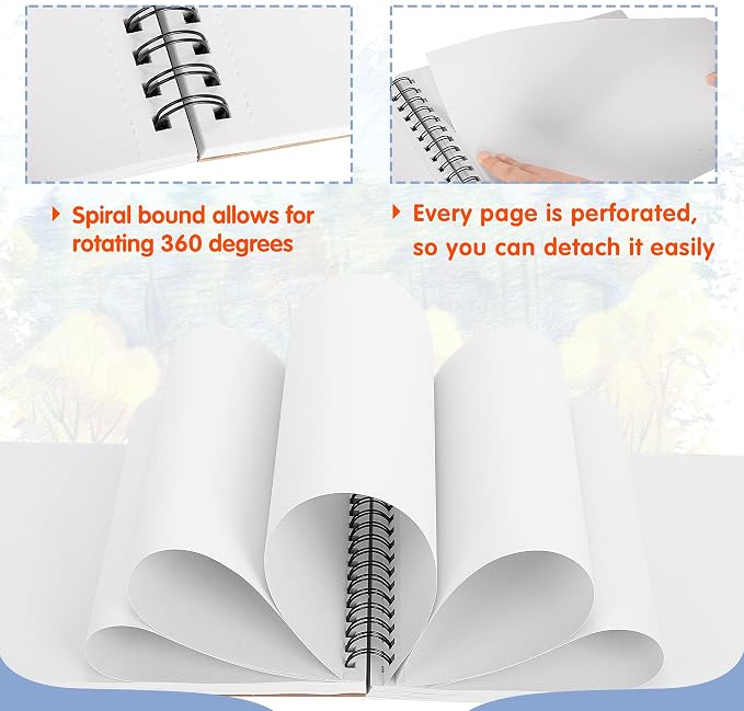 FIXSMITH 9"X12" Sketch Book | 80 Sheets (68 lb/100gsm) Sketchbook | Top Spiral Bound Artist Sketch Pad | Acid Free Drawing Pad | Ideal for Kids, Beginners, Artists & Painters | Bright White