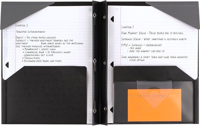 Five Star 2-Pocket Folder, Plastic Folder with Stay-Put Tabs and Prong Fasteners, Holds 8-1/2" x 11" Paper, Black (72113) (Pack of 2)