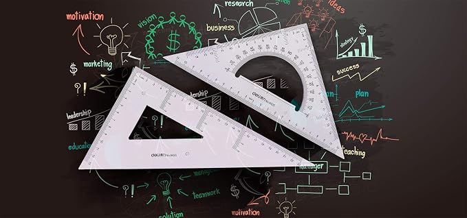 Large Triangle Ruler Square Set,Triangle Protractor,2 Pieces (Size 2)