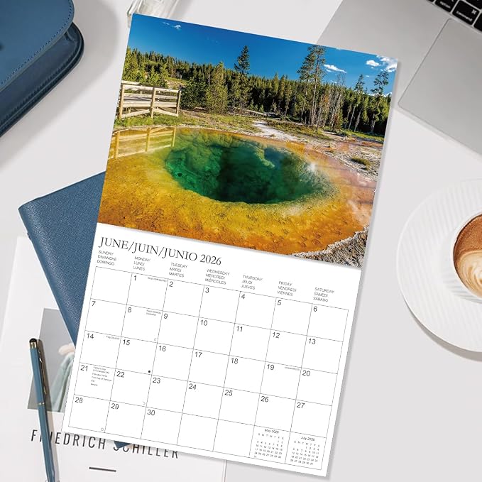 Calendar 2026 - Wall Calendar from January 2026 to December 2026, 3 Languages(English,French,Spanish), 2026 Wall Calendar with Holiday Marked, Premium Paper for Organizing, 8.5" x 11",National Park - B