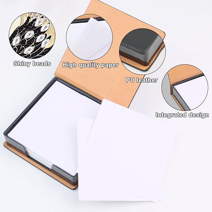 Swan Diamond Painting Kit Note Box,Memo Paper Storage Box Diamond Art,Sticky Note Holder Diamond Art,Diamond Painting Memo Pad For Office Desk. (Swan)