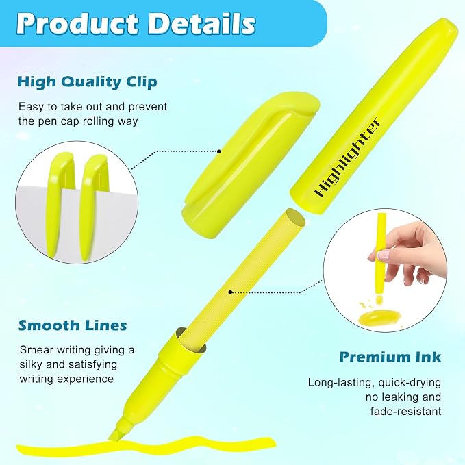 Duchong 108 Yellow Highlighters Bulk, Chisel Tip Highlighter Markers, Dry Quickly Highlighter Bright Colors, Office Classroom Must Have, Back to School Supplies for Teachers(Yellow)