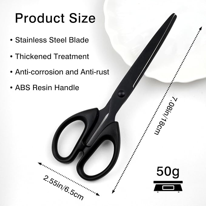 Black All-Purpose Office Scissors – Sharp Stainless Steel Blade Shears with Straight ABS Handle for Home, School & Craft Use