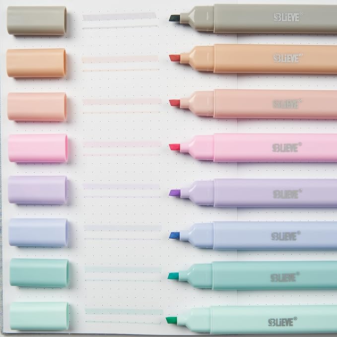 BLIEVE Bible Highlighters No Bleed Through, Pastel Colors, Dual Tip, 8 Pack | Aesthetic Cute Highlighters, Chisel Tip & Fine Point For Bible & Journaling, Back To School Supplies