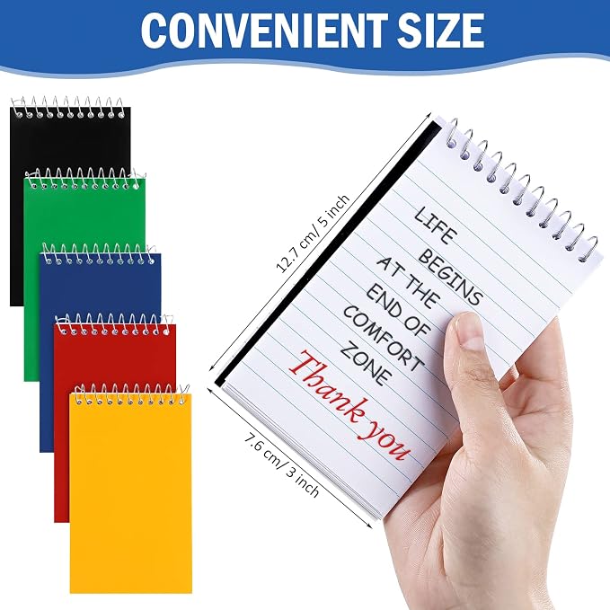 Teling 150 Pcs Pocket Notebooks Bulk Small Spiral Memo Pads 3x5'' Note Pads | Mini Notepad, Back to School Supplies, Top Spiral Tiny Note Pad with Lined, Mini Journal for Office Nurse Work, 75 Sheet