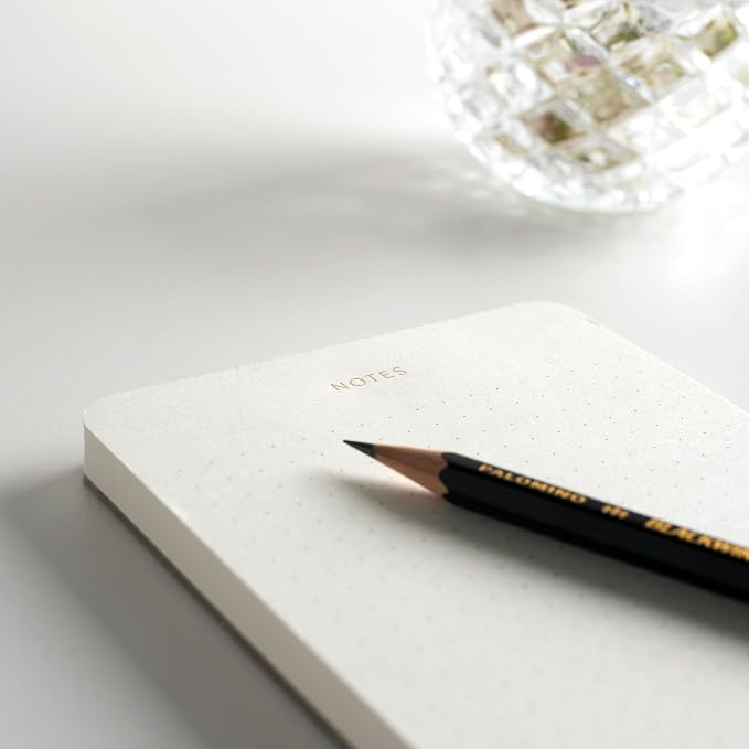 Pinesman - Elegant Desk Notepads for Professionals, Executive's Memo Pads, Minimalist, Gold Foiled, Dotted Layout, 3 Pack, 225 Sheets Total (75 Each), 6.3" x 3.9”, 95 GSM, Eco-friendly, FSC™ Certified Small Notepad