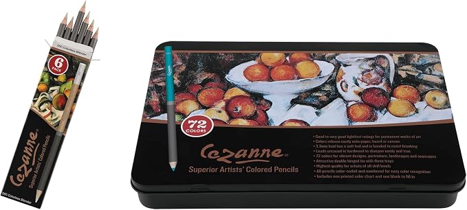 Cezanne Premium Colored Pencil Set With 6pk Colorless Blenders - Soft Wax Core Colored Pencils for Drawing, Blending, Coloring, Professional Artists & More! - 72-Count