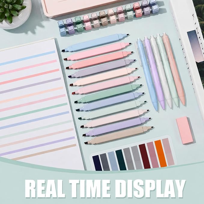 Jutom 38 Pcs Book Annotation Kit for Bible Journaling Study, Aesthetic Highlighters Pens, Index Tabs, Sticky Notes, Markers for Annotating Books Bible Page Tabs Supplies(Earth Tones,Square)