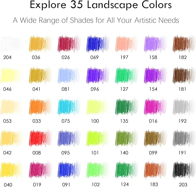 KALOUR PDAS 36-piece Yellow Landscape Colored Pencil Set, Pre-sharpened Wooden Colored Pencils for Adults Artists Beginners Coloring Books Drawing & Sketching
