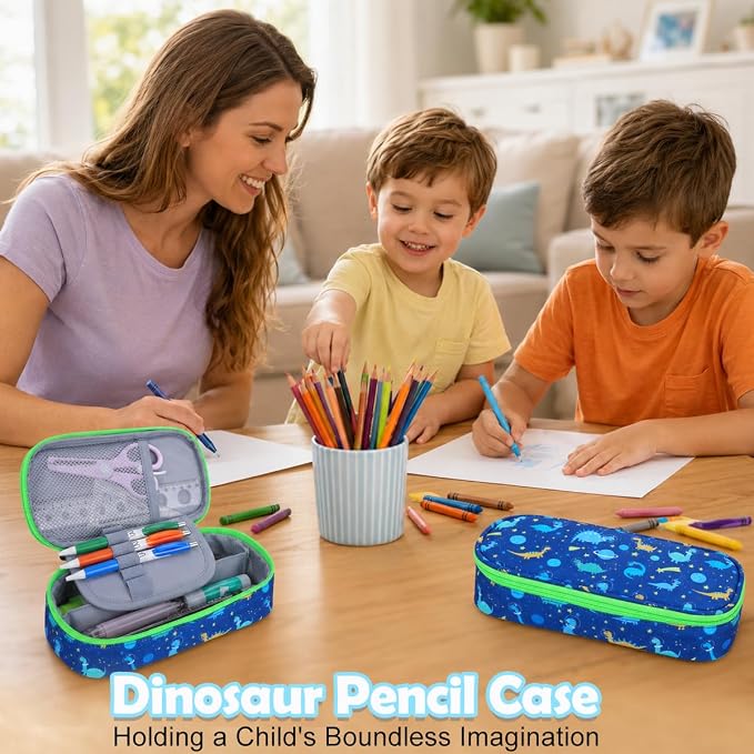 RHCPFOVR Kids Pencil Case for Girls-Soft Zipper Large Capacity Pencil Pouch for Girls Pencil Case for School Pencil Bag for Toddler (Dinosaur)