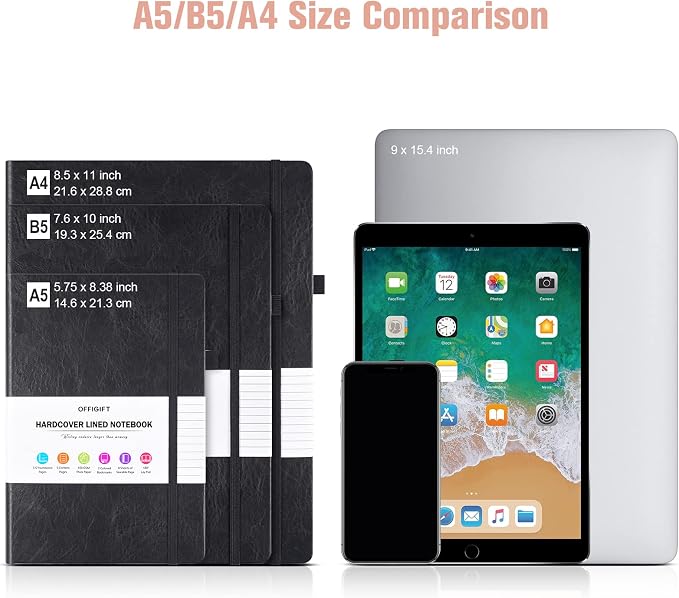 College Ruled Notebook 8.5" x 11", 312 Numbered Pages Lined Leather Journal | Extra-Thick with 2X Writing Space, 100gsm No Bleed Paper, Hardcover, Lay-Flat, for Work, School, Meeting Notes & Journaling