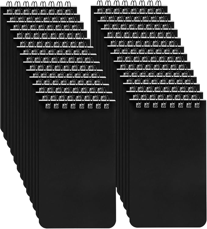 50 Pack Mini Spiral Notebooks, 3x5 Inches Pocket Notepad, 60Sheets/120Pages Memo Notepads for Home, Office, Travel, Black Cover