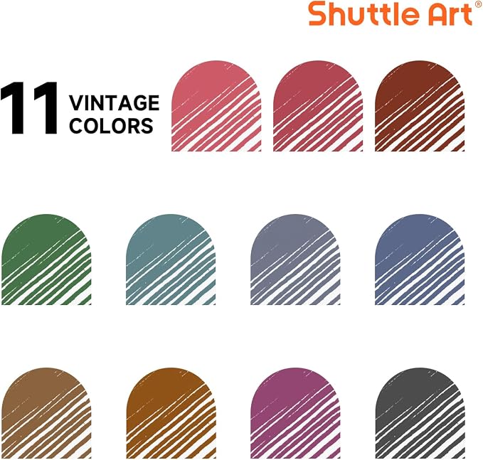 Shuttle Art Colored Retractable Gel Pens, 11 Unique Dark Vintage Ink Colors, Cute Pens 0.7mm Medium Point Quick Drying for Writing Drawing Journaling Note Taking School Office Home