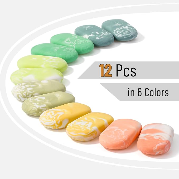 Mr. Pen- Marble Pencil Erasers, 12 Pack, 1" x 2" | Soft Rubber Marble Pencil Erasers for School, Office, Art Sketching, Homework, Exams, Clean Smudge-Free Correction